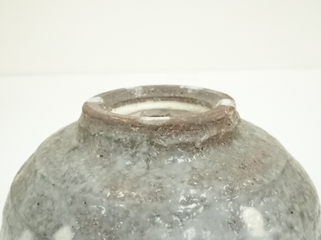 京焼　与し三作　浅見与し三　京都　粉引　片口　茶碗　木箱入　茶道　茶道具 道具 ] - 道具 京焼 浅見与し三造 粉引片口茶碗（共箱